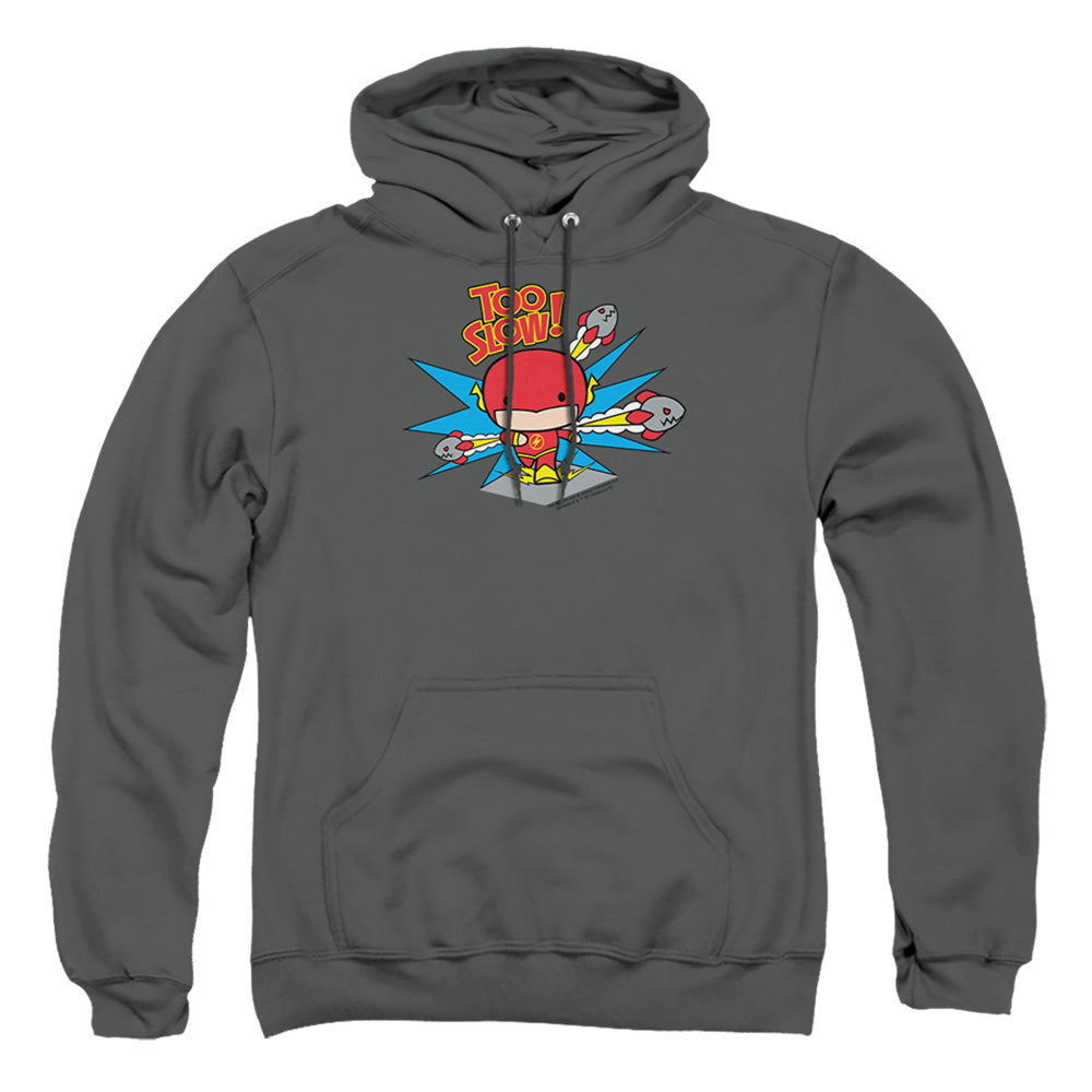 Dc Flash Too Slow Mens Hoodie Charcoal Officially Licensed