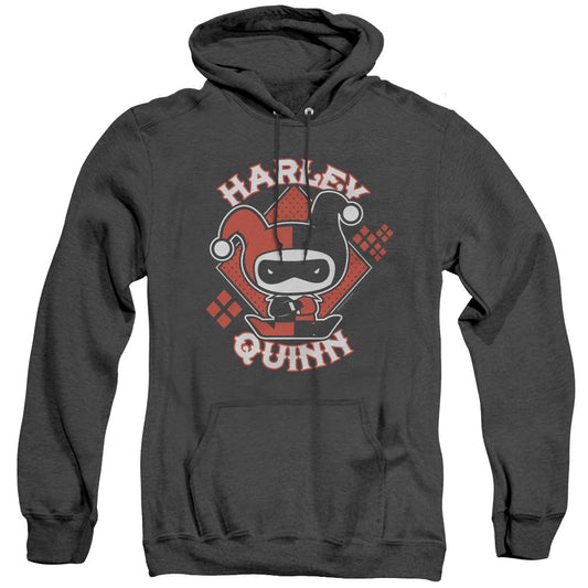 Justice League Of America Harley Chibi Heather Mens Hoodie Black Officially Licensed