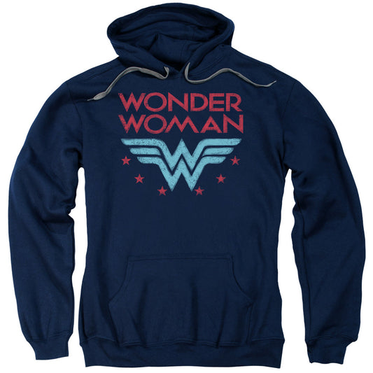 Wonder Woman Wonder Stars Mens Hoodie Navy Blue Blue Officially Licensed