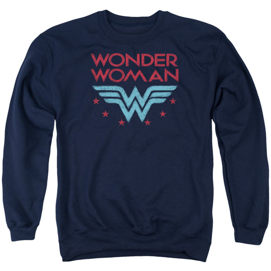Wonder Woman Wonder Stars Mens Crewneck Sweatshirt Navy Blue Blue Officially Licensed