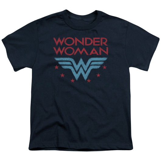 Wonder Woman Wonder Stars Kids Youth T Shirt Navy Blue Blue Officially Licensed