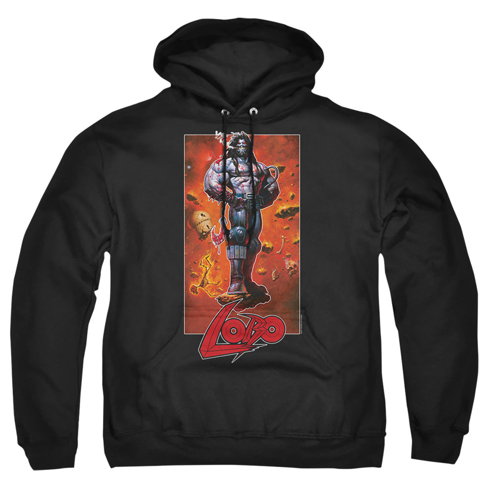 Justice League Of America Lobo Pose Mens Hoodie Black Officially Licensed