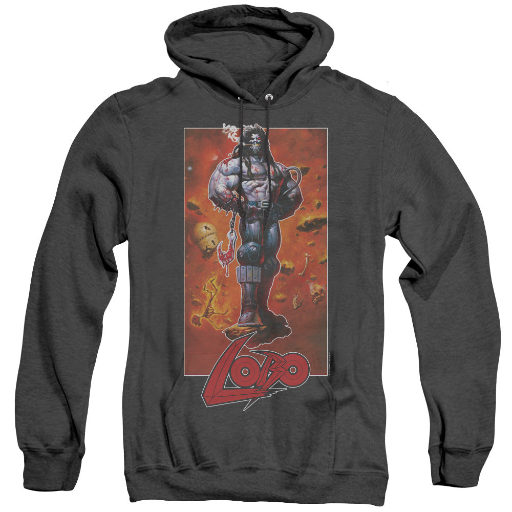 Justice League Of America Lobo Pose Mens Heather Hoodie Black Officially Licensed