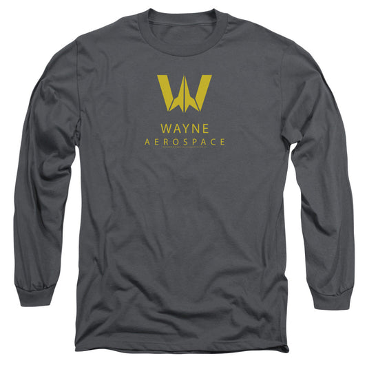 Justice League Wayne Aerospace Mens Long Sleeve Shirt Charcoal Officially Licensed