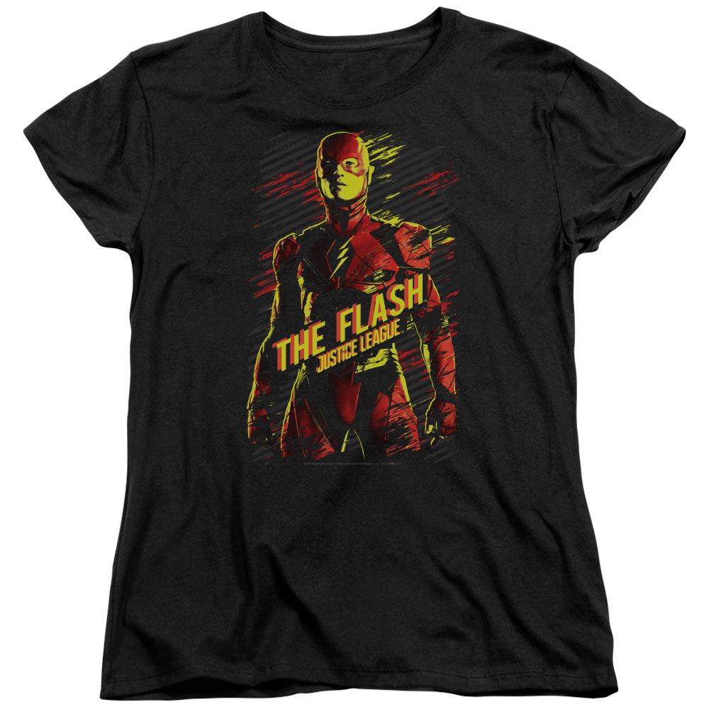 Justice League Movie the Flash Womens T Shirt Black Officially Licensed