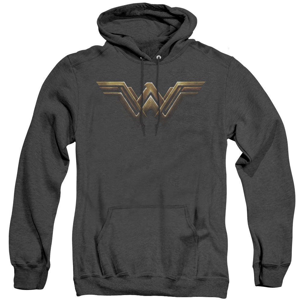 Justice League Movie Wonder Woman Logo Mens Heather Hoodie Black Officially Licensed
