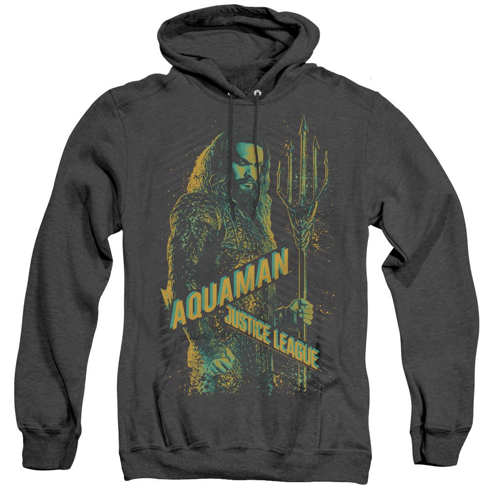 Justice League Movie Aquaman Mens Heather Hoodie Black Officially Licensed