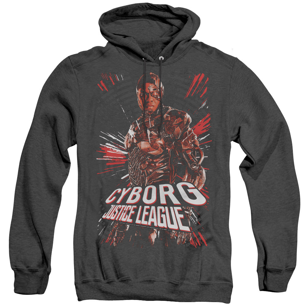 Justice League Movie Cyborg Mens Heather Hoodie Black Officially Licensed