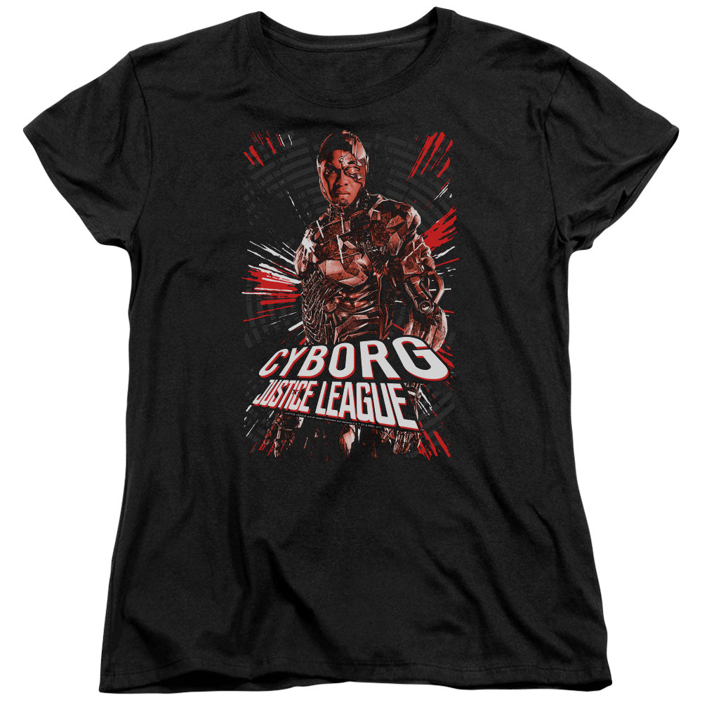 Justice League Movie Cyborg Womens T Shirt Black Officially Licensed
