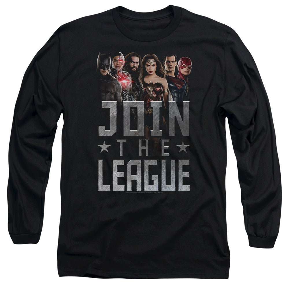 Justice League Movie Join The League Mens Long Sleeve Shirt Black Officially Licensed Officially Licensed