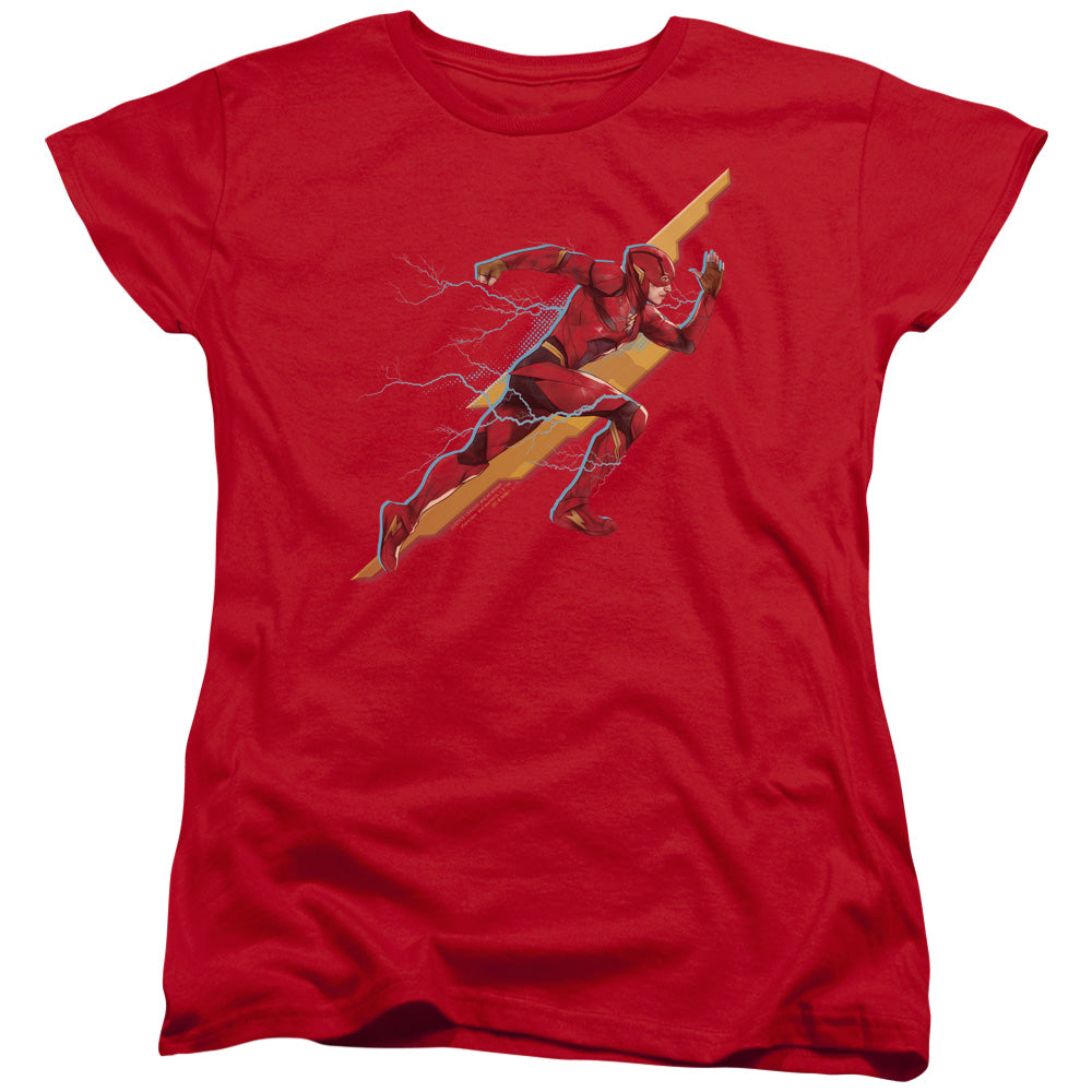 Justice League Movie Flash Forward Womens T Shirt Red Officially Licensed