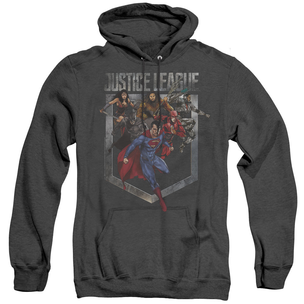 Justice League Movie Charge Mens Heather Hoodie Black Officially Licensed