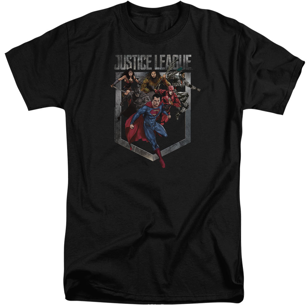 Justice League Movie Charge Mens Tall T Shirt Black Officially Licensed