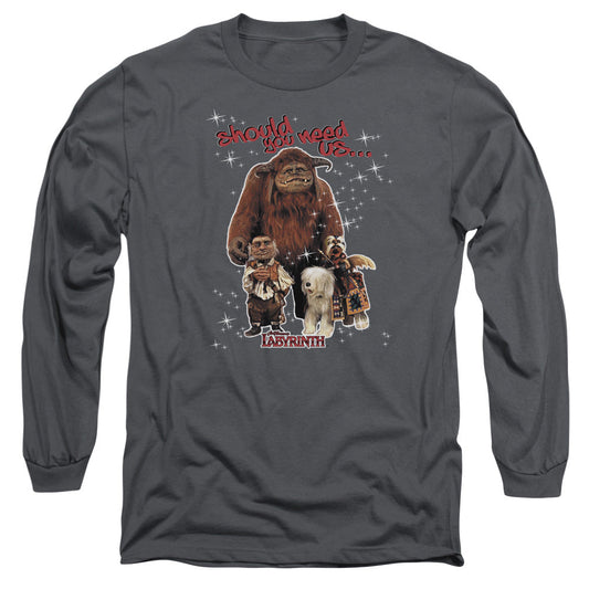 Labyrinth Should You Need Us Mens Long Sleeve Shirt Charcoal Officially Licensed Officially Licensed