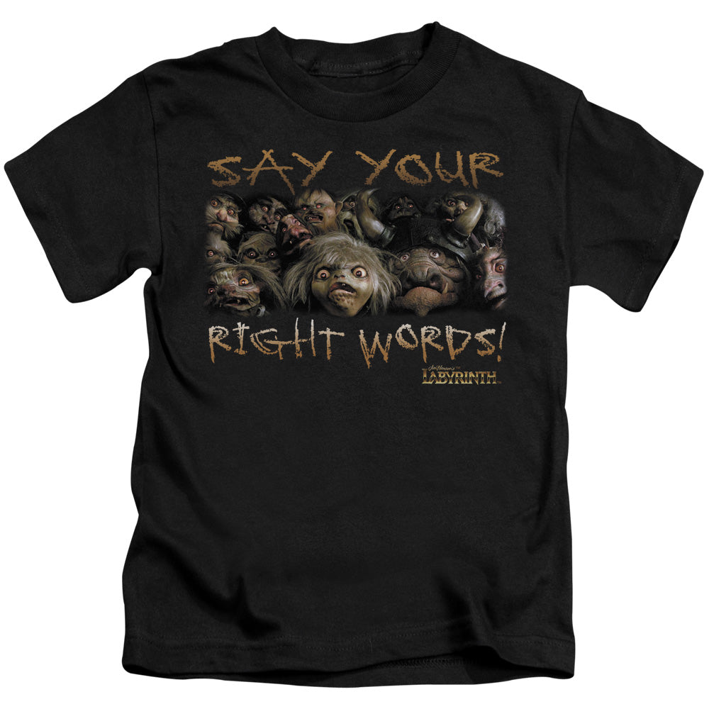 Labyrinth Say Your Right Words Juvenile Kids Youth T Shirt Black Officially Licensed