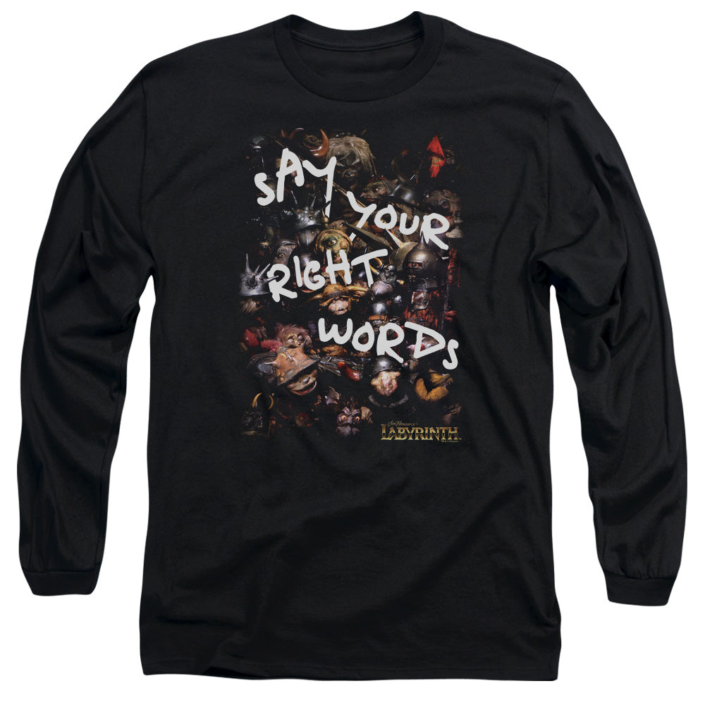 Labyrinth Right Words Mens Long Sleeve Shirt Black Officially Licensed Officially Licensed
