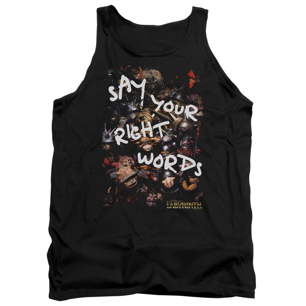 Labyrinth Right Words Mens Tank Top Shirt Black Officially Licensed