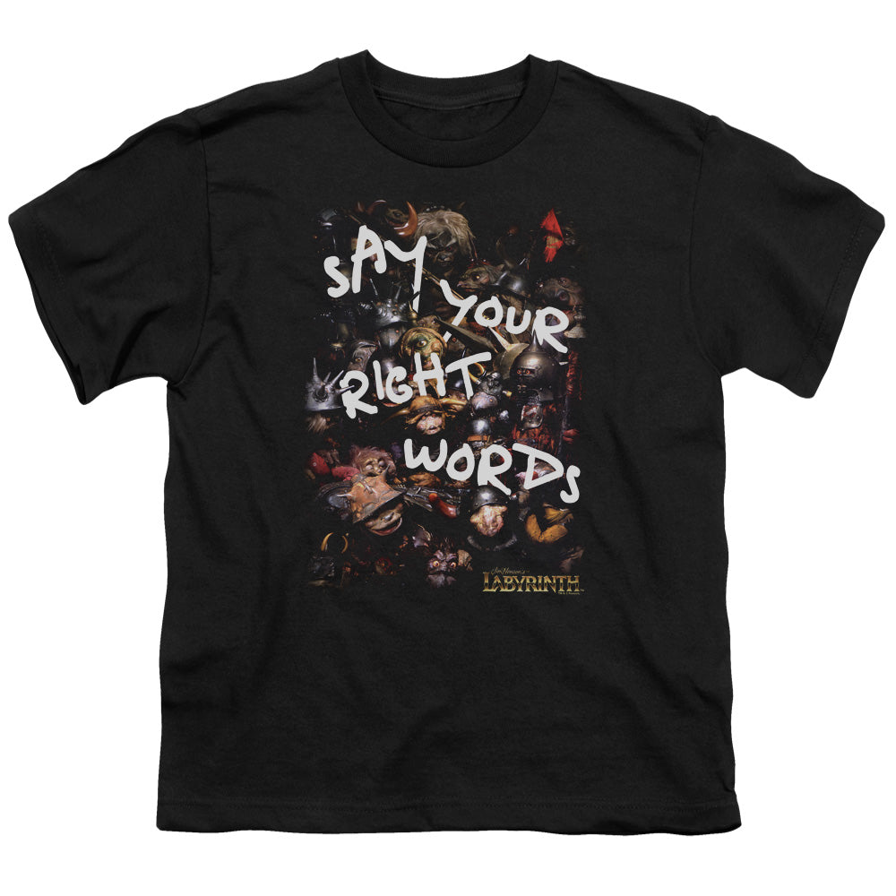 Labyrinth Right Words Kids Youth T Shirt Black Officially Licensed