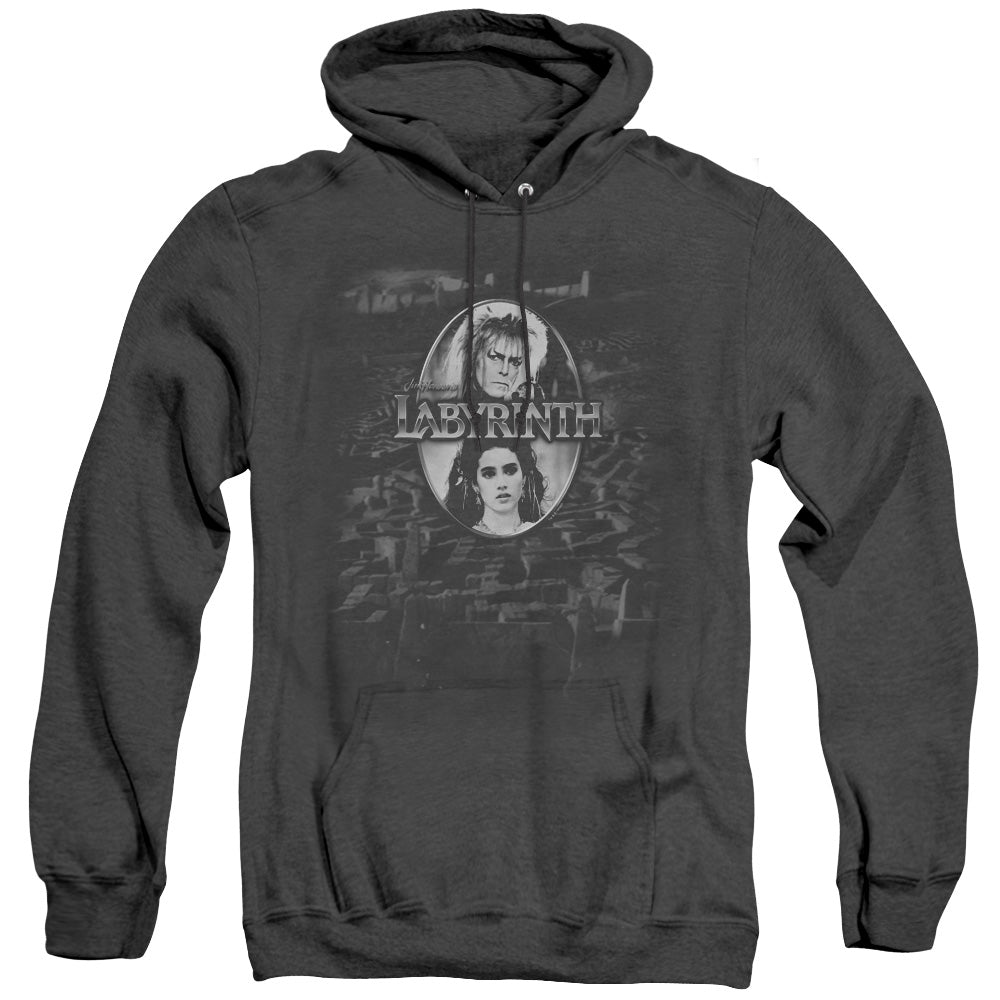 Labyrinth Maze Mens Heather Hoodie Black Officially Licensed