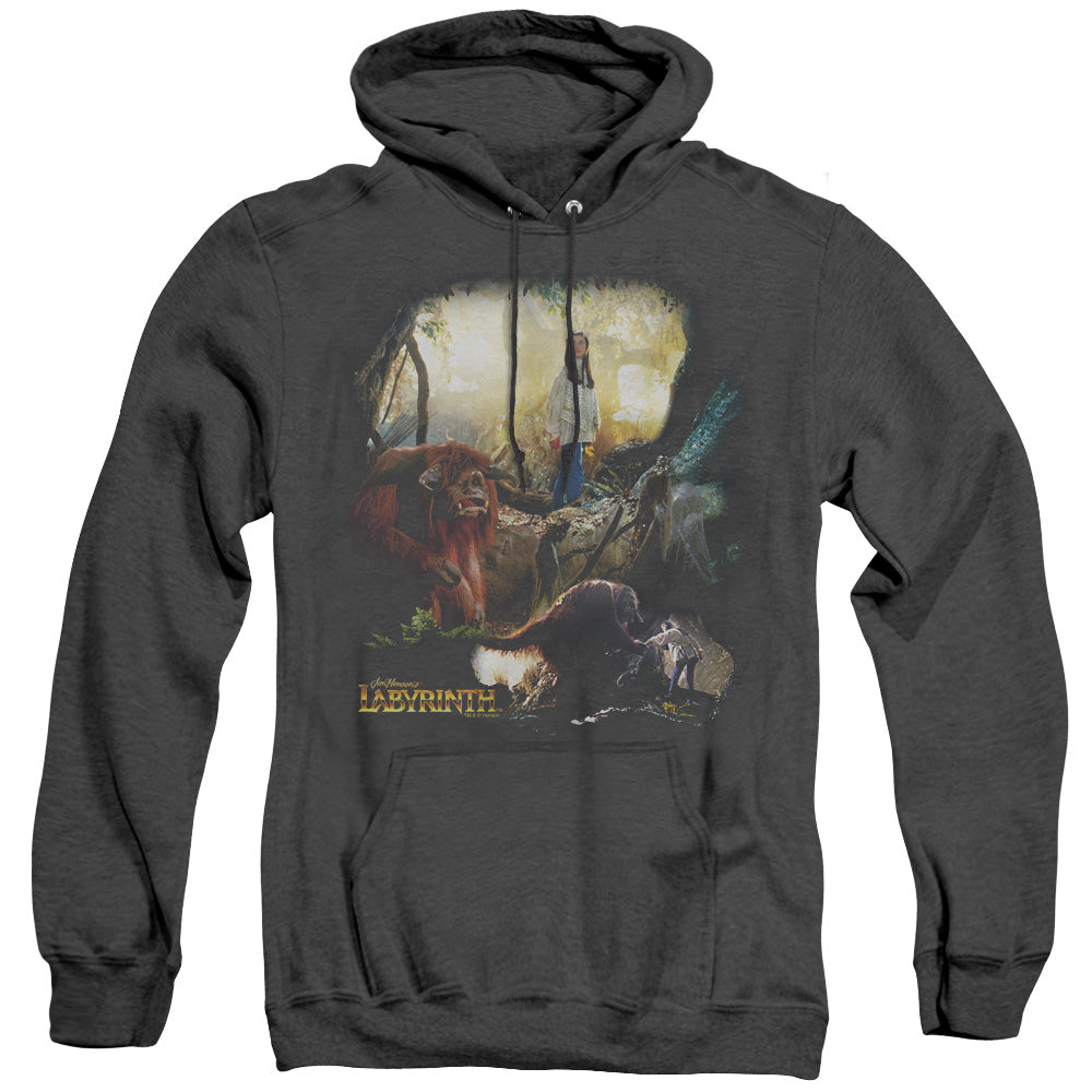 Labyrinth Sarah & Ludo Heather Mens Hoodie Black Officially Licensed