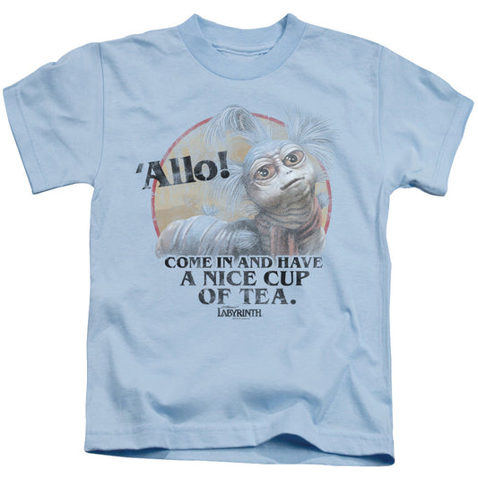 Labyrinth Tea Juvenile Kids Youth T Shirt Light Blue Officially Licensed
