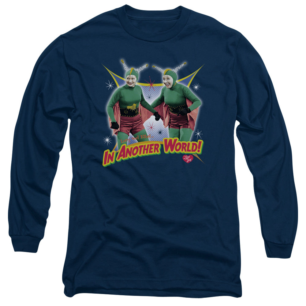 I Love Lucy In Another World Mens Long Sleeve Shirt Navy Officially Licensed
