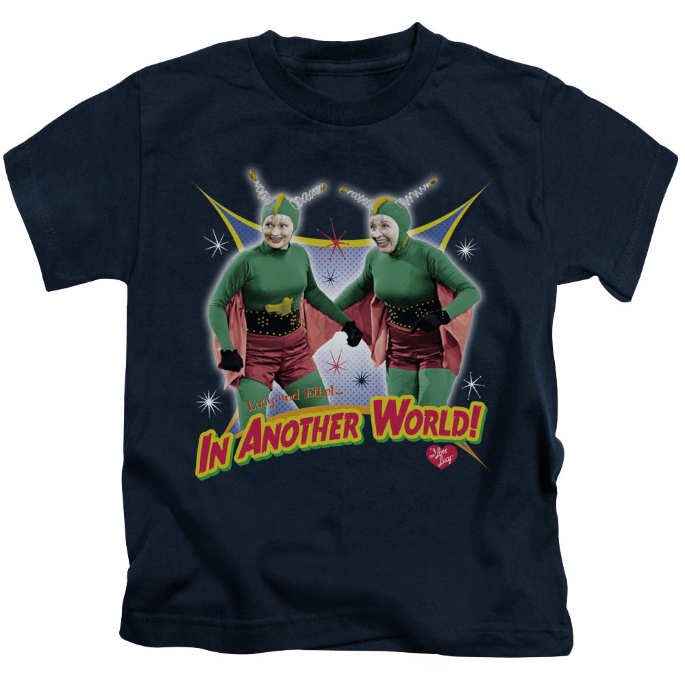 I Love Lucy in Another World Juvenile Kids Youth T Shirt Navy Blue Officially Licensed