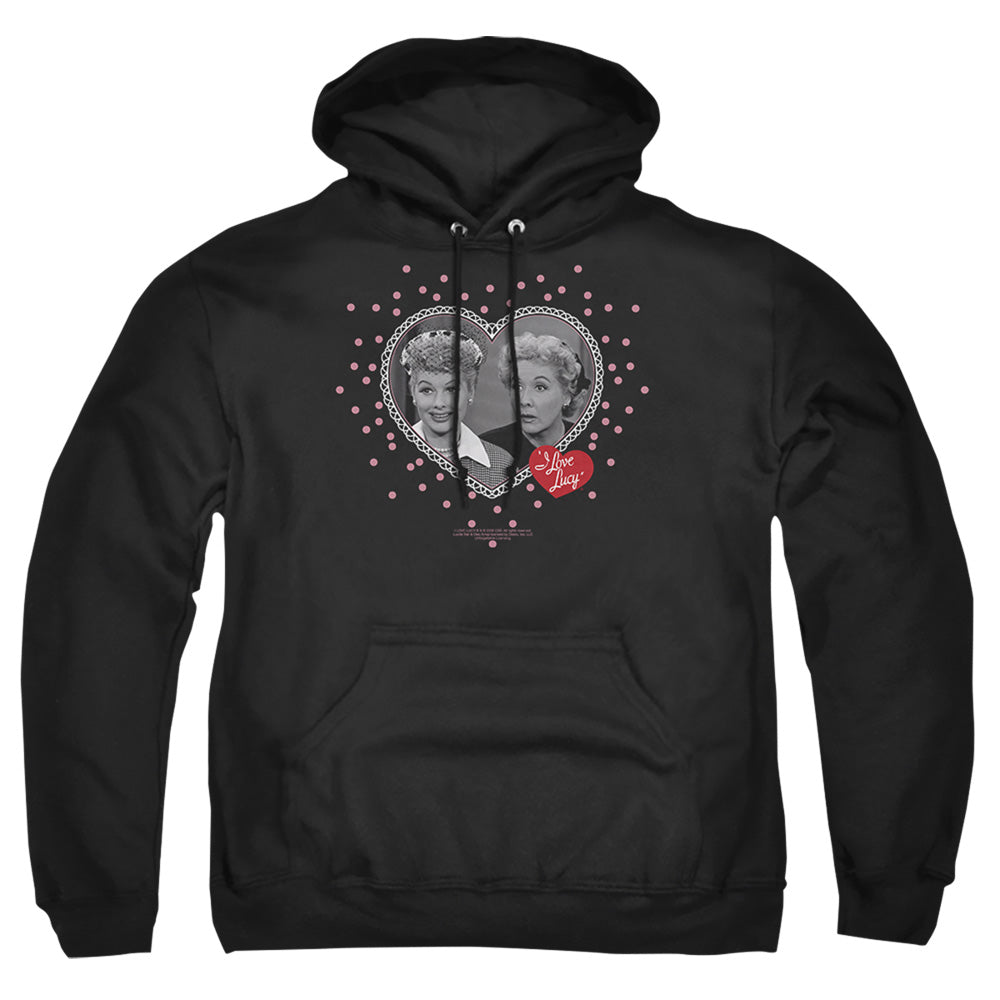 I Love Lucy Hearts And Dots Mens Hoodie Black Officially Licensed