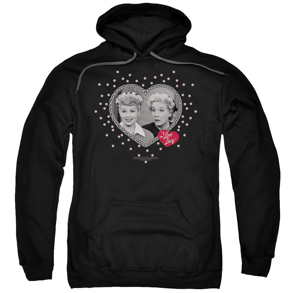 I Love Lucy Hearts And Dots Mens Hoodie Black Officially Licensed