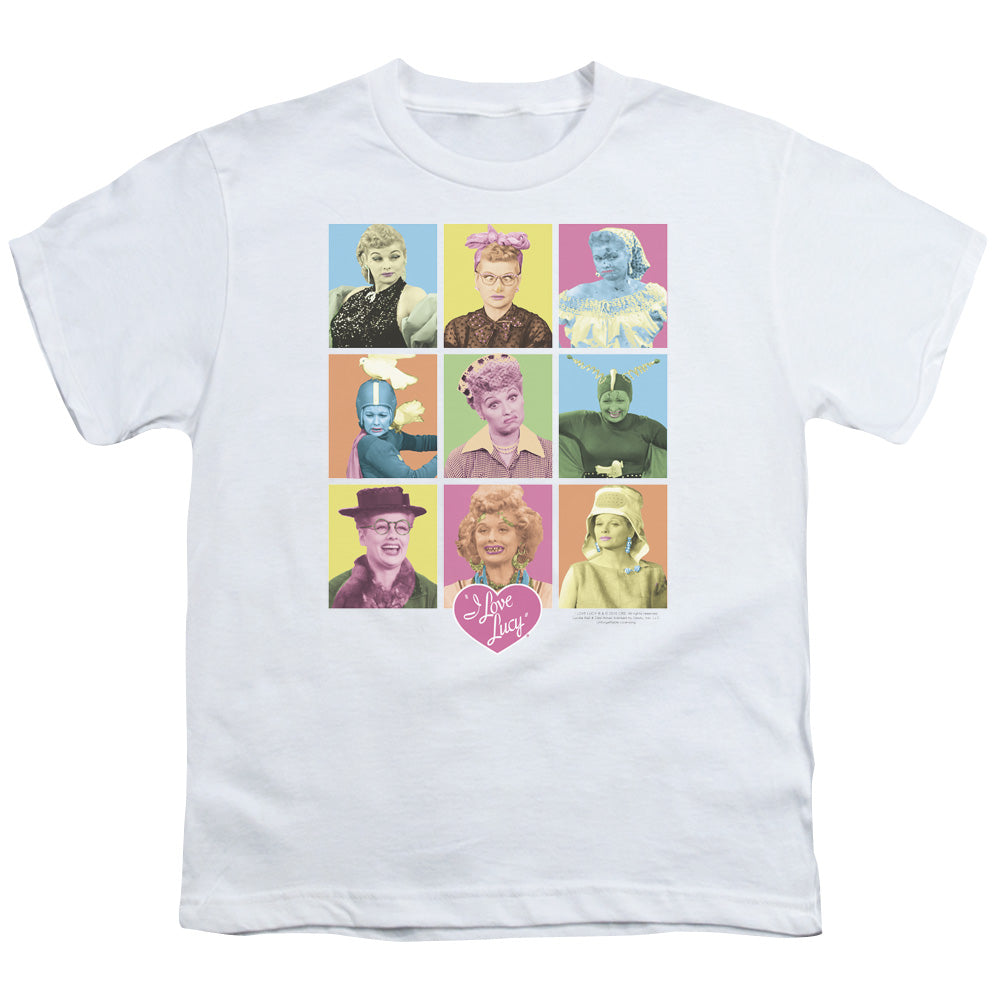 I Love Lucy So Many Faces Kids Youth T Shirt White Officially Licensed