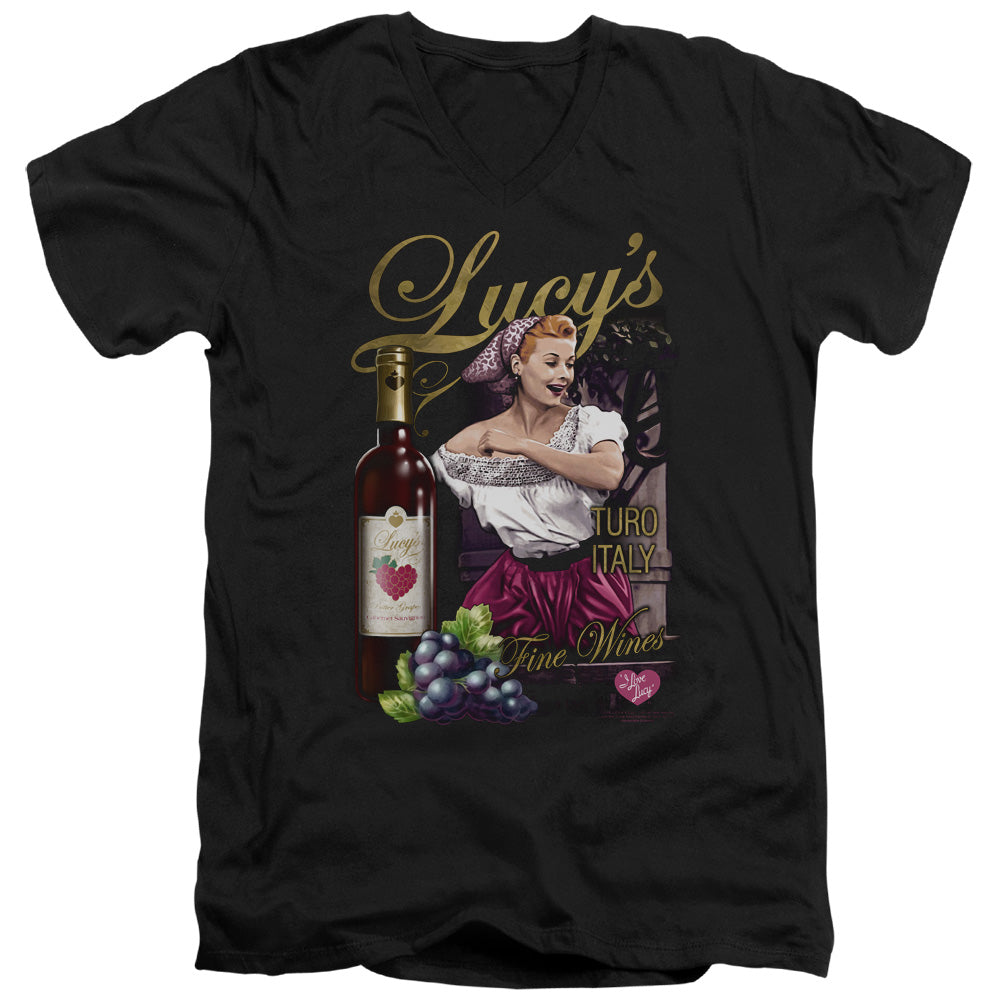 I Love Lucy Bitter Grapes Mens Slim Fit V-Neck T Shirt Black Officially Licensed