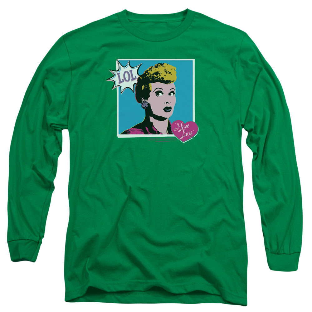 I Love Lucy I Love Worhol Lol Mens Long Sleeve Shirt Kelly Green Officially Licensed Officially Licensed