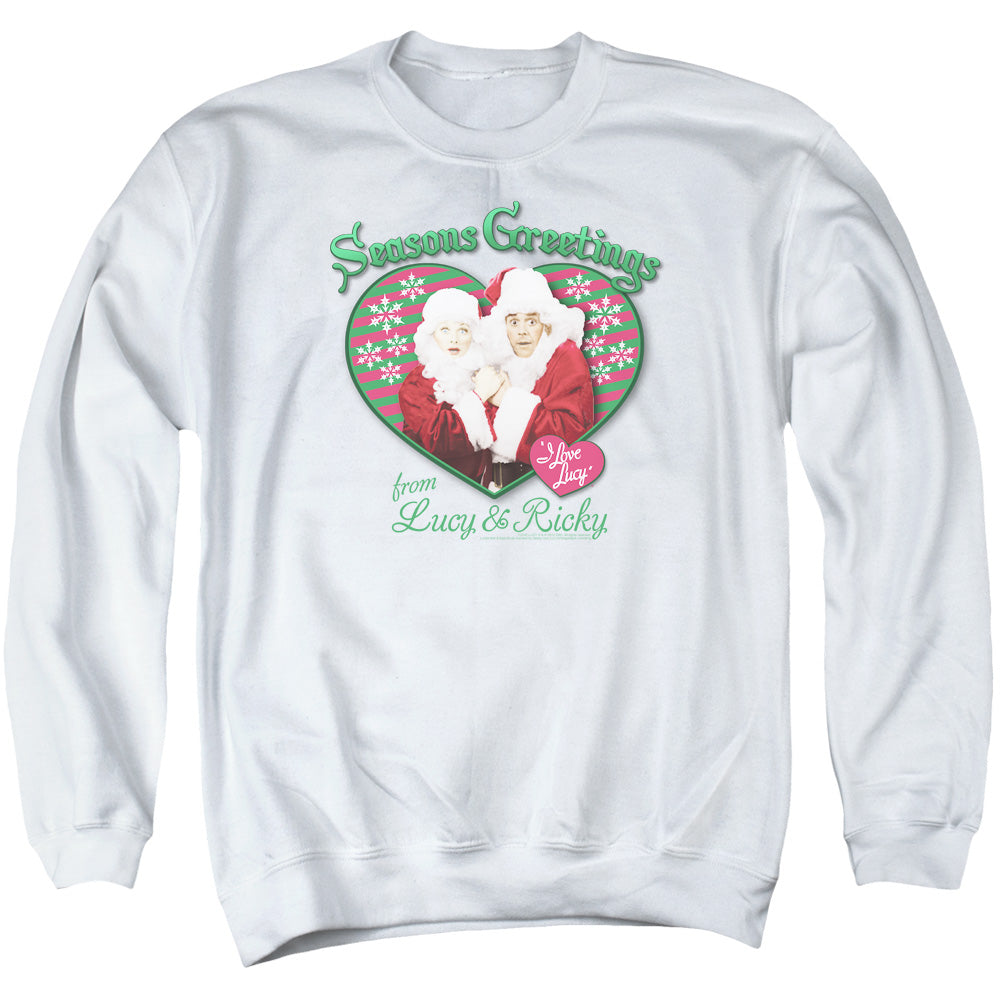 I Love Lucy Seasons Greetings Mens Crewneck Sweatshirt White Officially Licensed