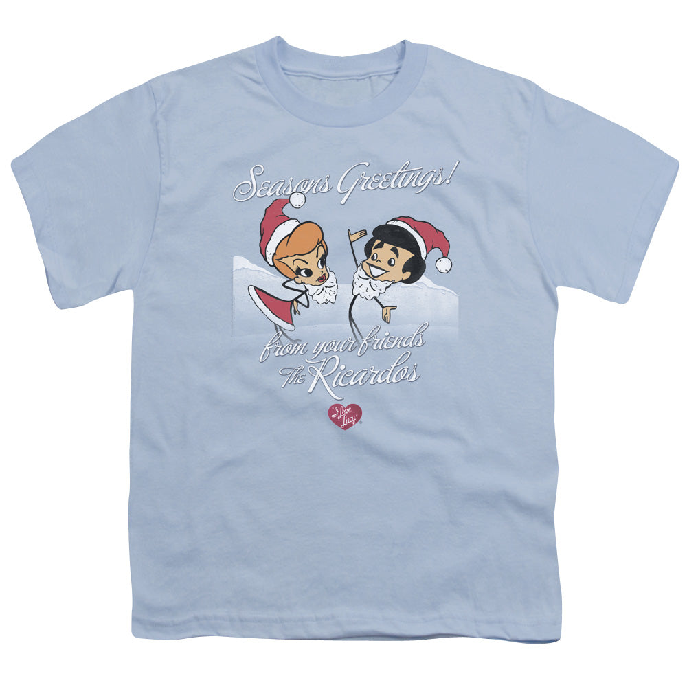 I Love Lucy Animated Christmas Kids Youth T Shirt Light Blue Officially Licensed