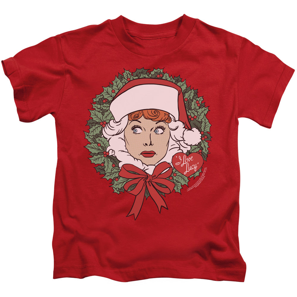 I Love Lucy Wreath Juvenile Kids Youth T Shirt Red Officially Licensed