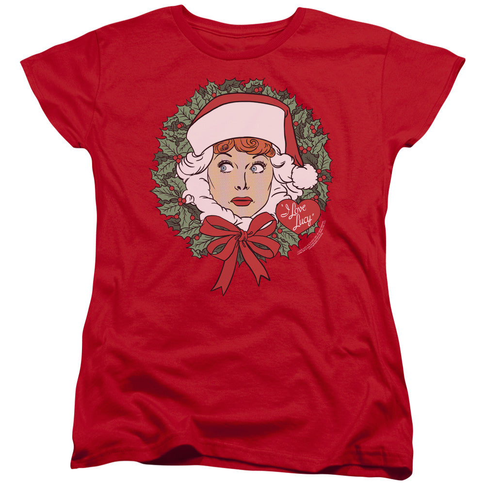 I Love Lucy Wreath Womens T Shirt Red Officially Licensed