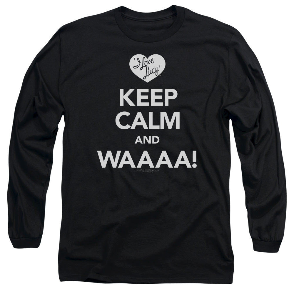 I Love Lucy Keep Calm Waaa Mens Long Sleeve Shirt Black Officially Licensed Officially Licensed