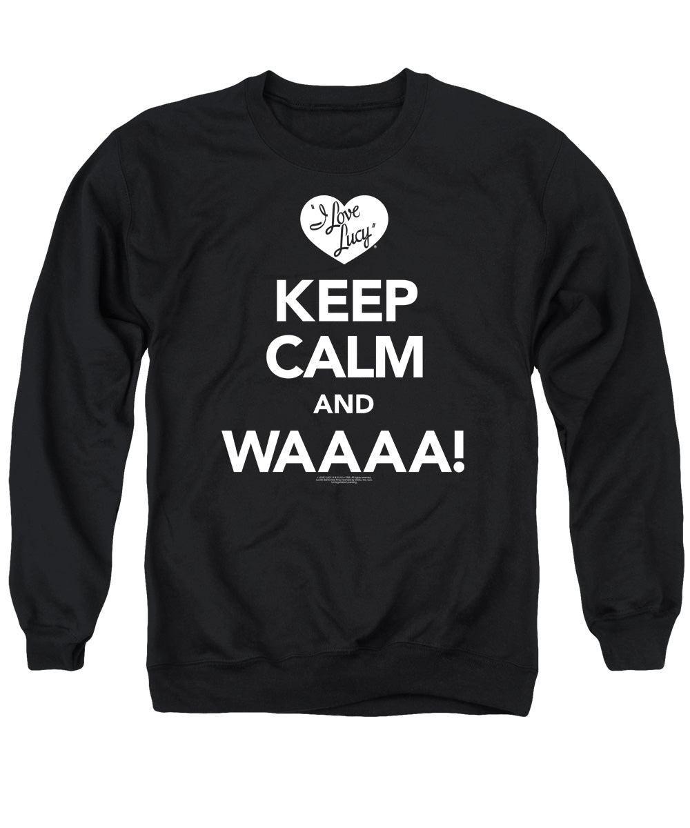 I Love Lucy Keep Calm Waaa Mens Crewneck Sweatshirt Black Officially Licensed