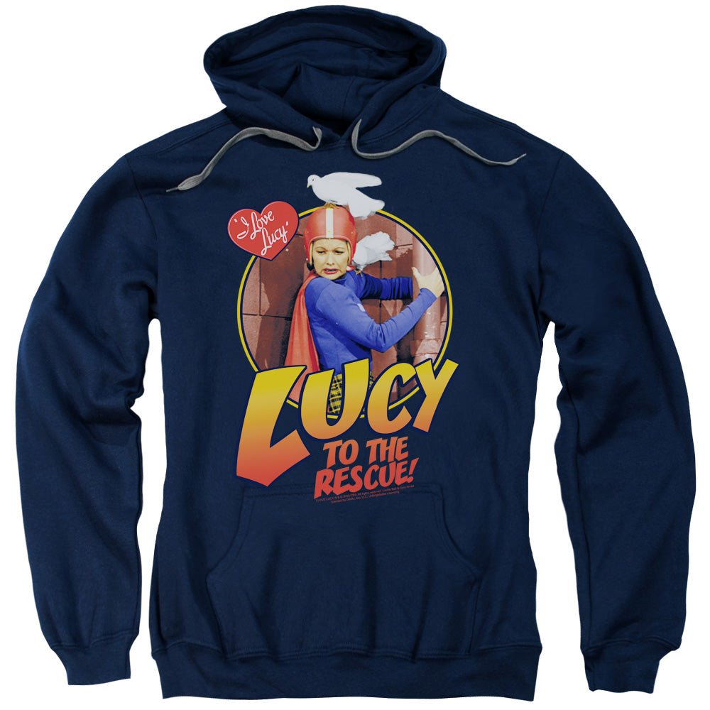 I Love Lucy to the Rescue Mens Hoodie Navy Blue Officially Licensed