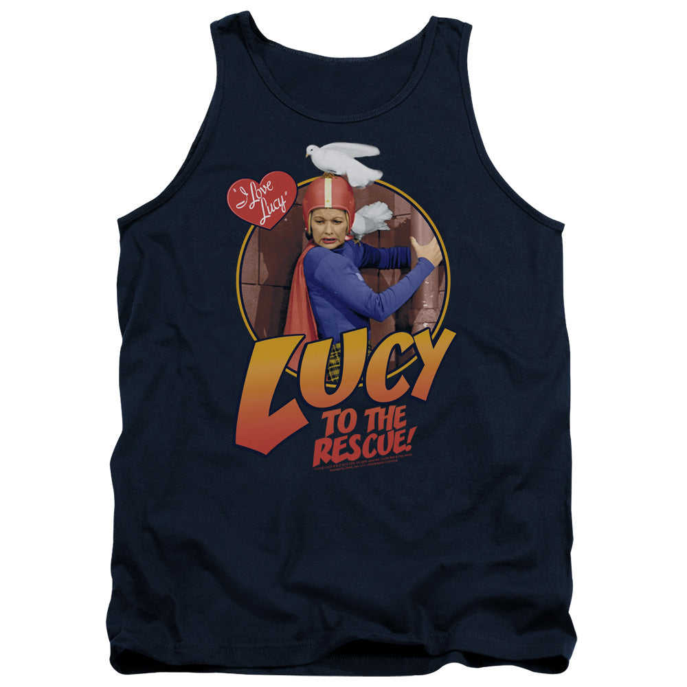 I Love Lucy to the Rescue Mens Tank Top Shirt Navy Blue Officially Licensed