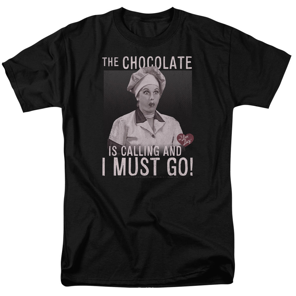 I Love Lucy Chocolate Calling Mens T Shirt Black Officially Licensed