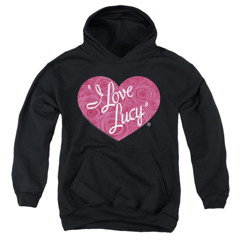 I Love Lucy Floral Logo Kids Youth Hoodie Black Officially Licensed