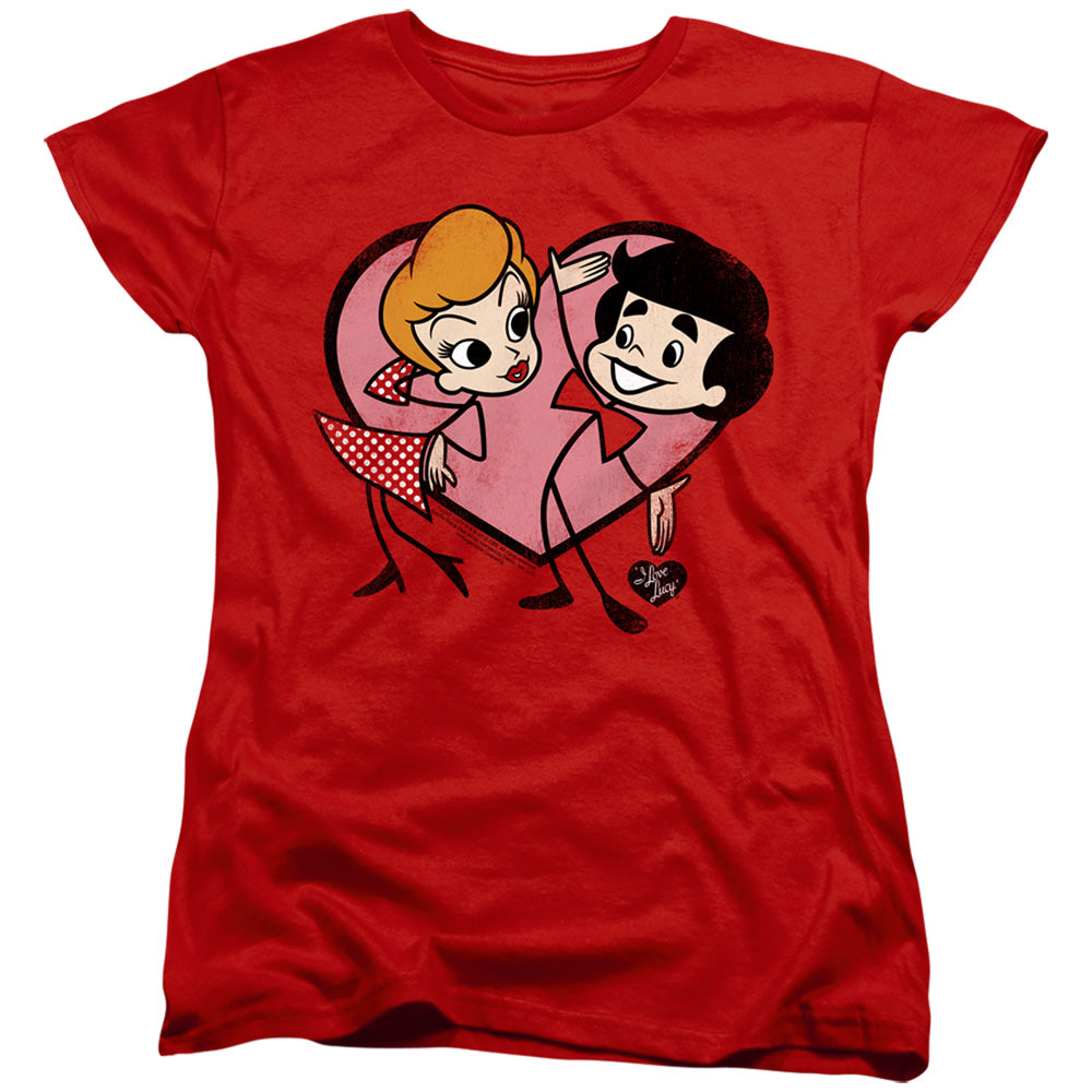 I Love Lucy Cartoon Love Womens T Shirt Red Officially Licensed