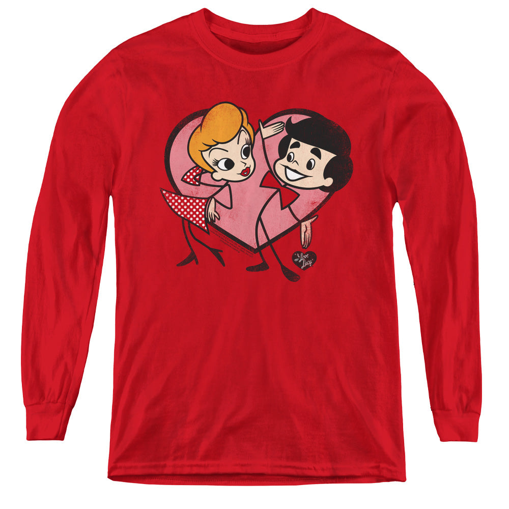 I Love Lucy Cartoon Love Long Sleeve Kids Youth T Shirt Red Officially Licensed