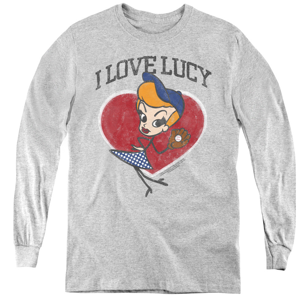 I Love Lucy Baseball Diva Long Sleeve Kids Youth T Shirt Athletic Heather Officially Licensed