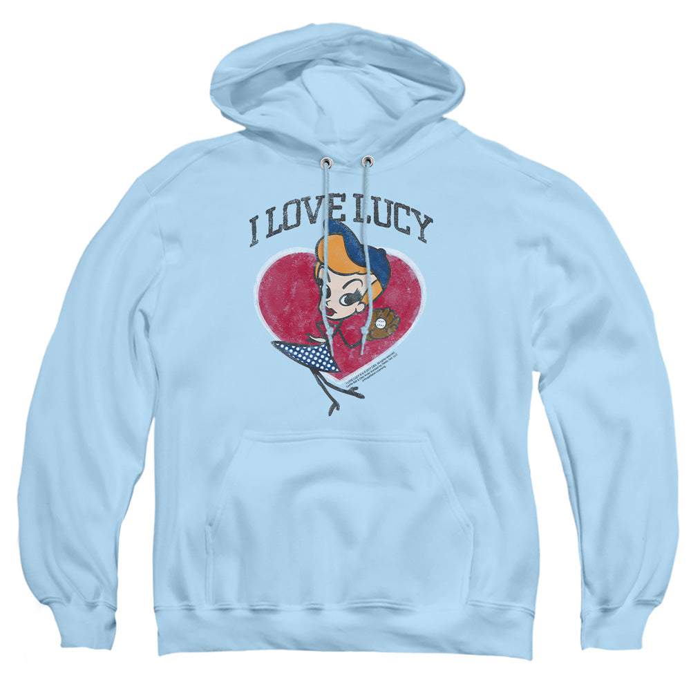 I Love Lucy Baseball Diva Mens Hoodie Light Blue Officially Licensed