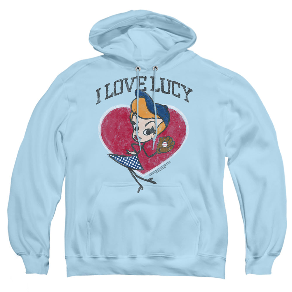 I Love Lucy Baseball Diva Mens Hoodie Light Blue Officially Licensed