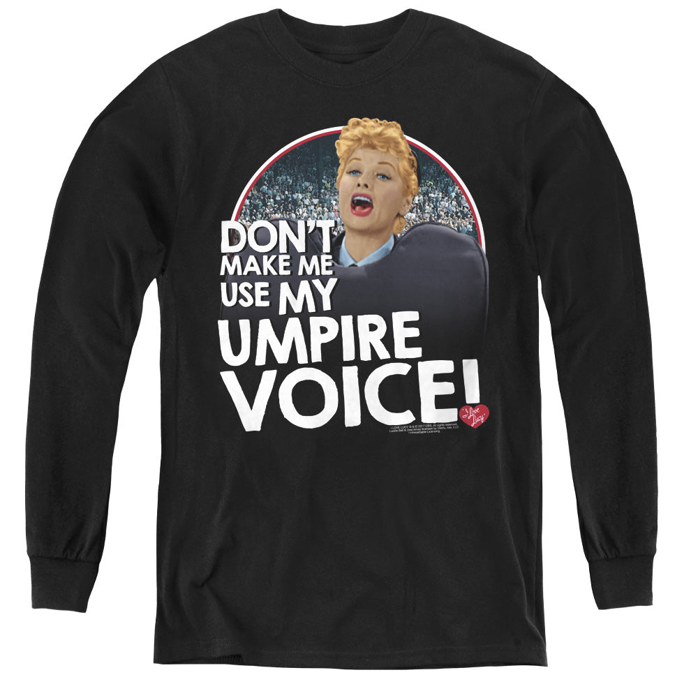 I Love Lucy Umpire Long Sleeve Kids Youth T Shirt Black Officially Licensed