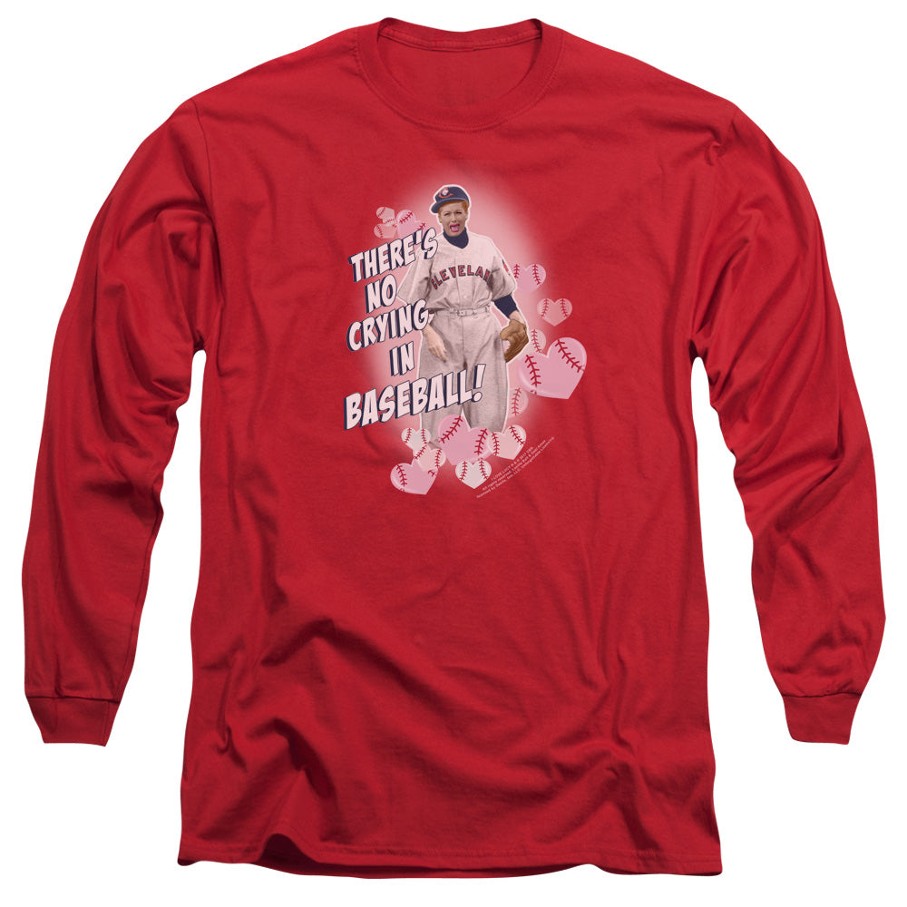 I Love Lucy No Crying In Baseball Mens Long Sleeve Shirt Red Officially Licensed Officially Licensed