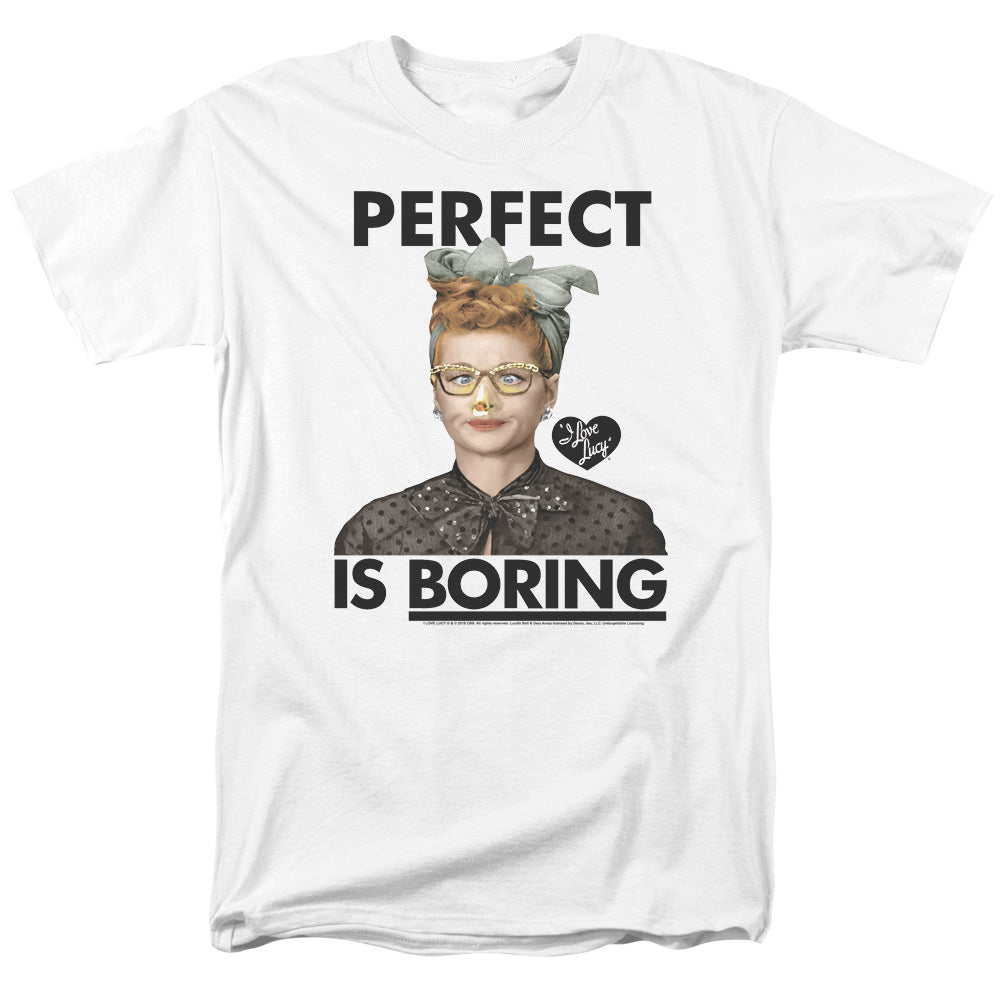 I Love Lucy Perfect Is Boring Mens T Shirt White Officially Licensed